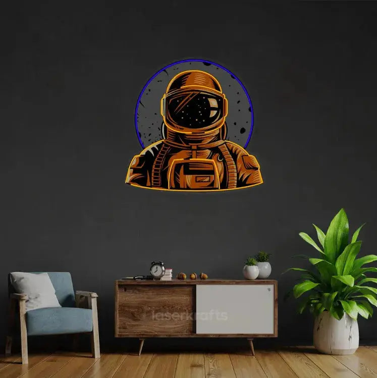 Astronaut Emblem LED Neon Acrylic Artwork – Cosmic and Modern Wall Decor
