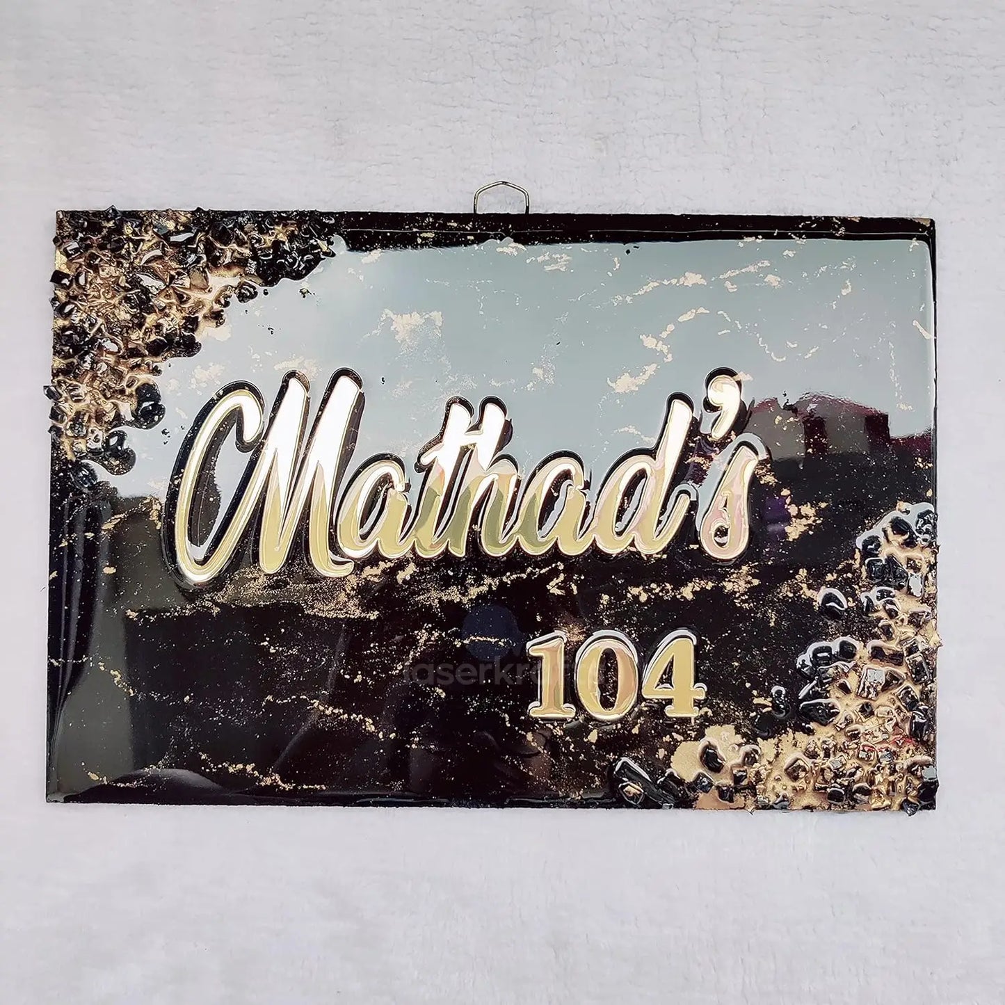 Handcrafted Resin Black & Gold Nameplate