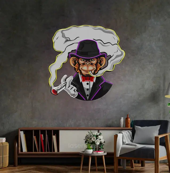 Monkey Boss Neon Sign Art - Bold LED Wall Decor for Home, Office, or Bar