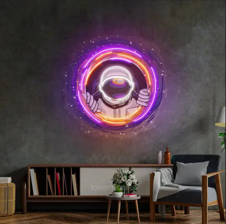 Black Hole Astronauts LED Neon Sign Light β Modern Pop Art Wall Decor