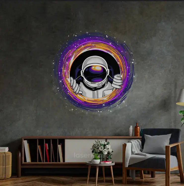 Black Hole Astronauts LED Neon Sign Light β Modern Pop Art Wall Decor