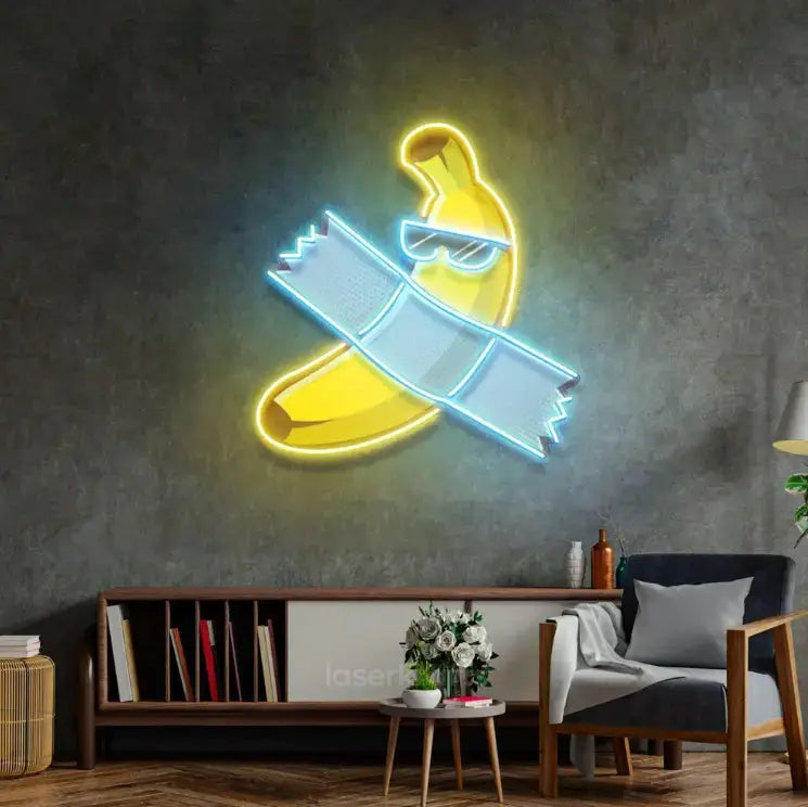 Banana Chilling LED Neon Acrylic Artwork – Fun and Modern Wall Decor