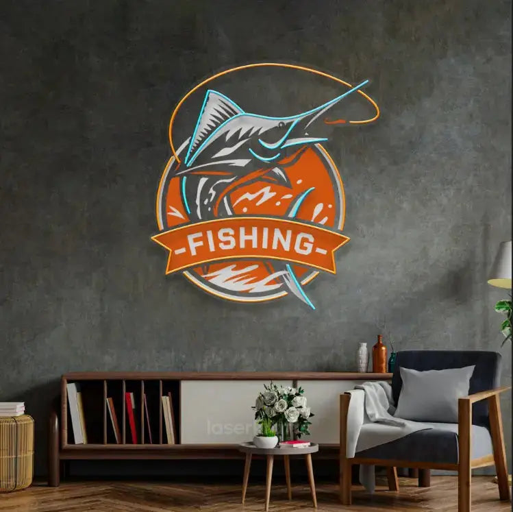 Fishing Logo LED Neon Sign Light – Vibrant Pop Art Wall Decor