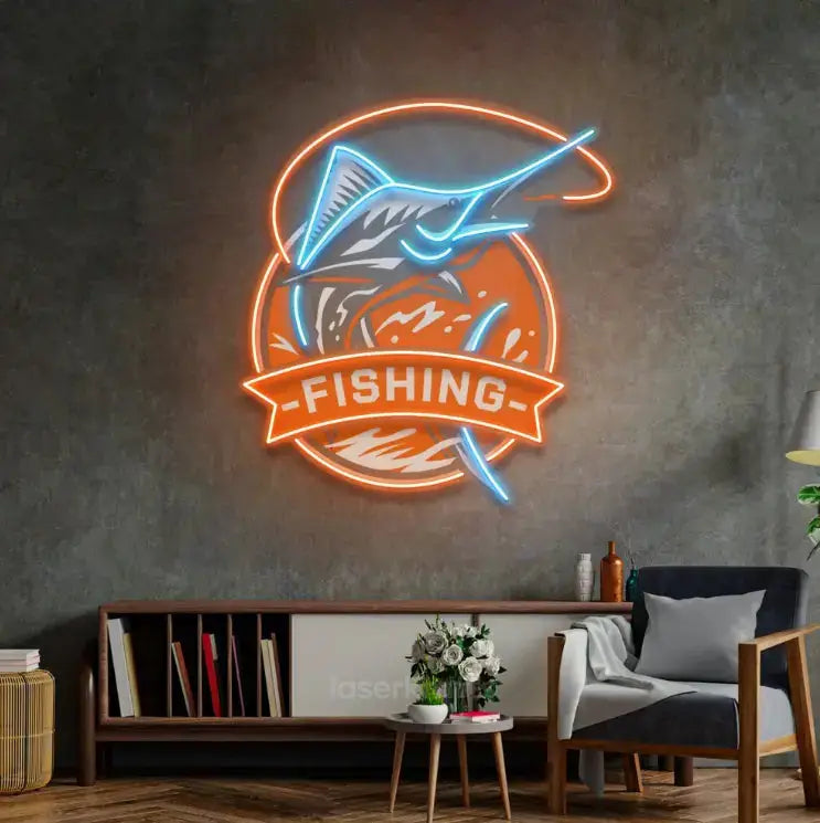 Fishing Logo LED Neon Sign Light – Vibrant Pop Art Wall Decor