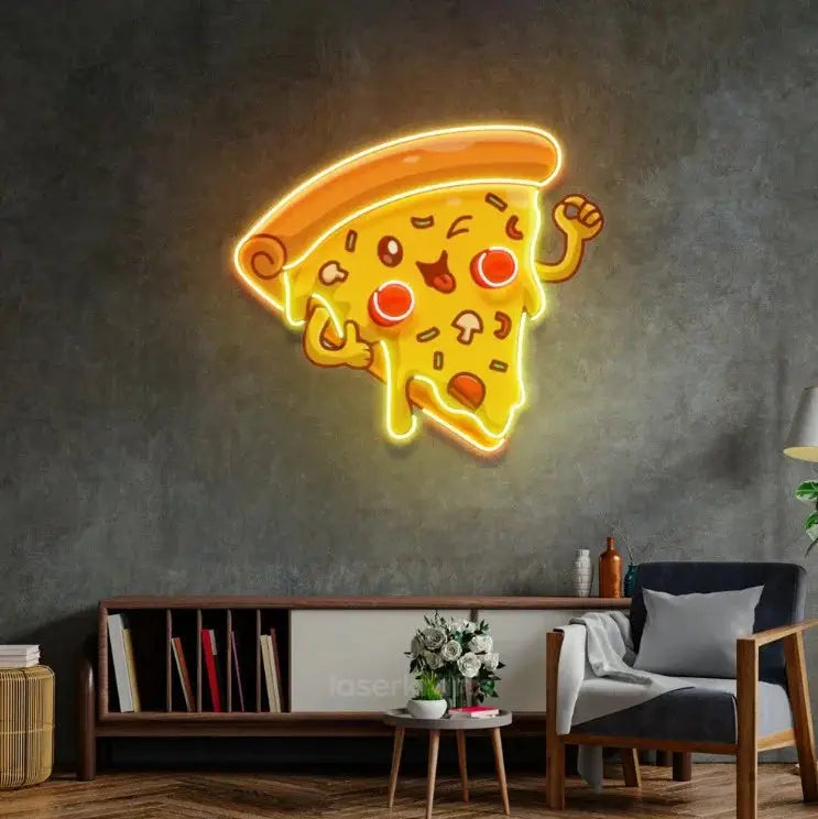 Joyful Pizza LED Neon Acrylic Artwork – Fun and Lively Wall Decor