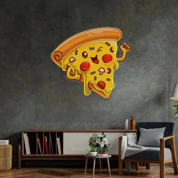Joyful Pizza LED Neon Acrylic Artwork – Fun and Lively Wall Decor
