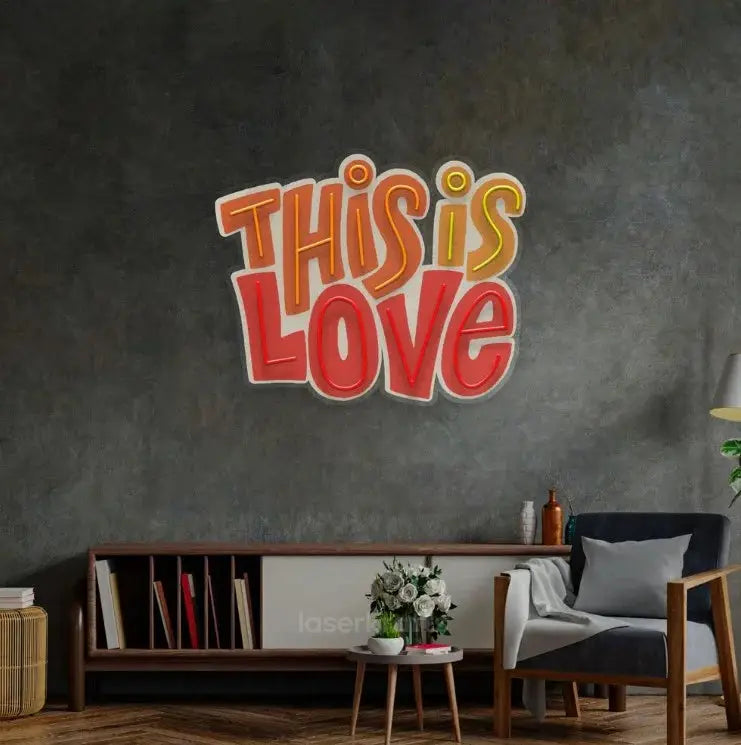 This Is Love LED Neon Sign Light – Bold Pop Art Wall Decor