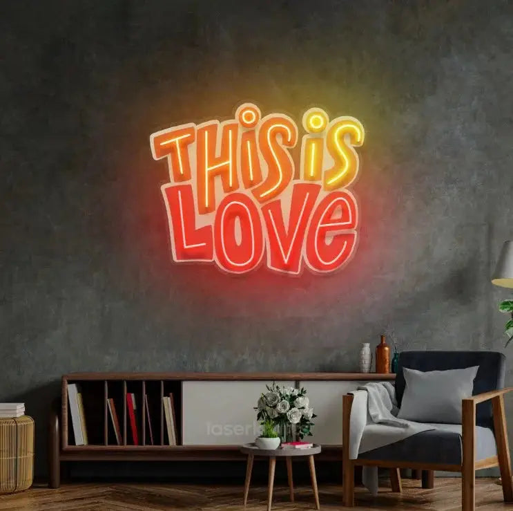 This Is Love LED Neon Sign Light – Bold Pop Art Wall Decor