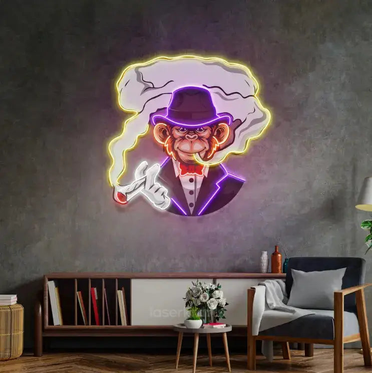 Monkey Boss Neon Sign Art - Bold LED Wall Decor for Home, Office, or Bar