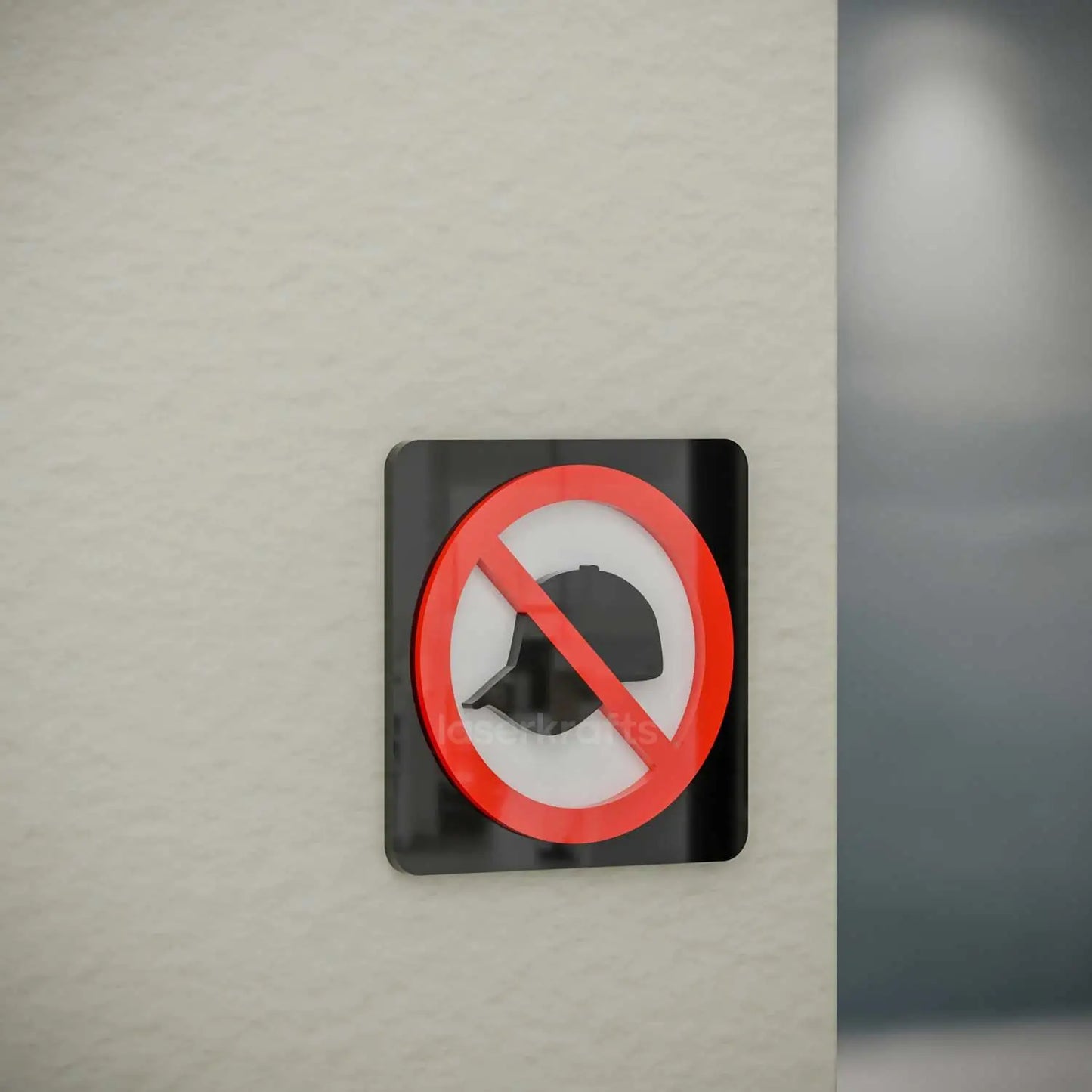 No Caps or Hats - Layered 3D Prohibition Sign