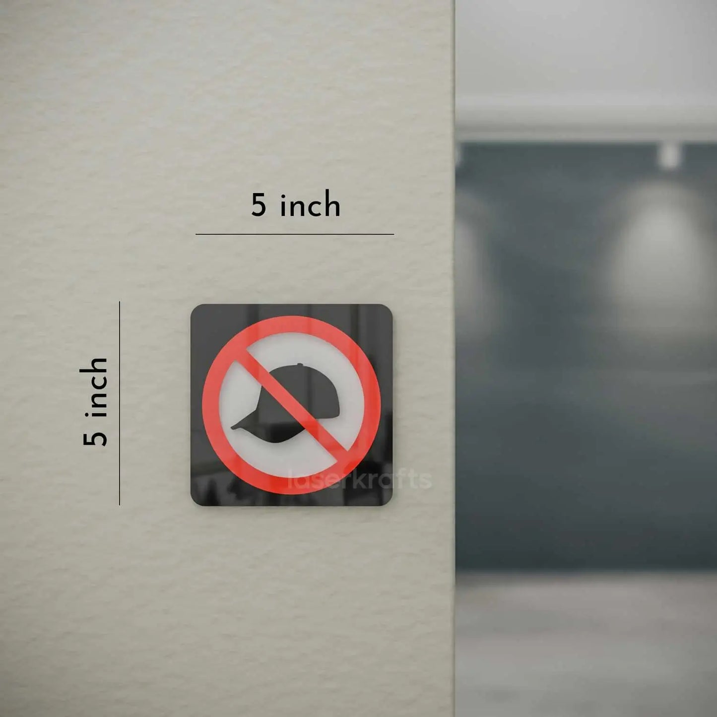 No Caps or Hats - Layered 3D Prohibition Sign