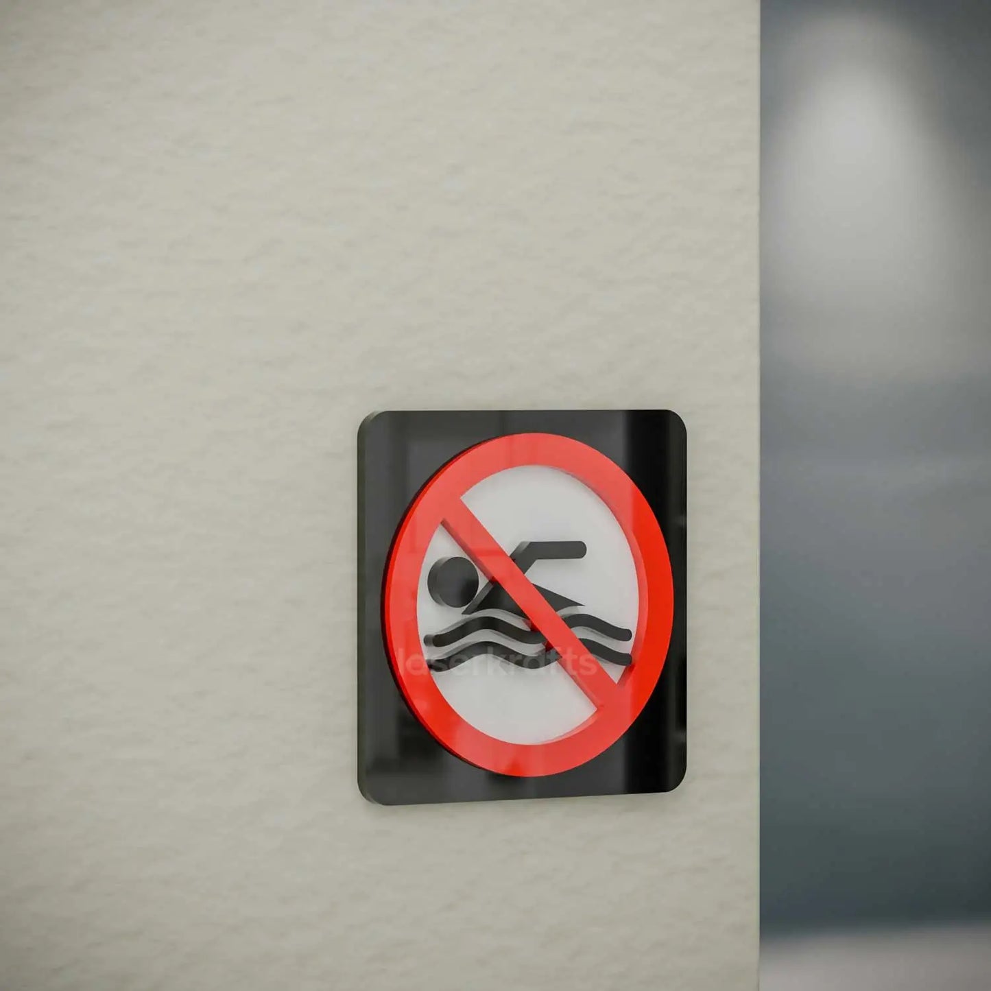 No Swimming Allowed - Layered 3D Prohibition Sign