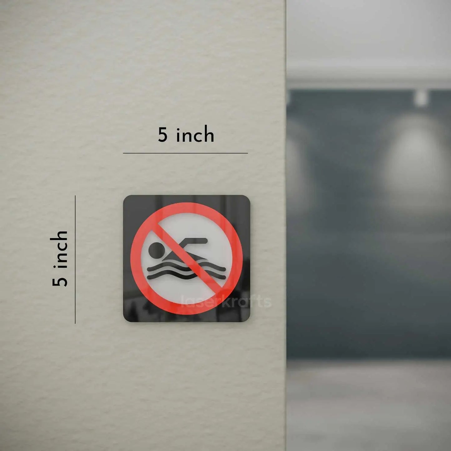No Swimming Allowed - Layered 3D Prohibition Sign