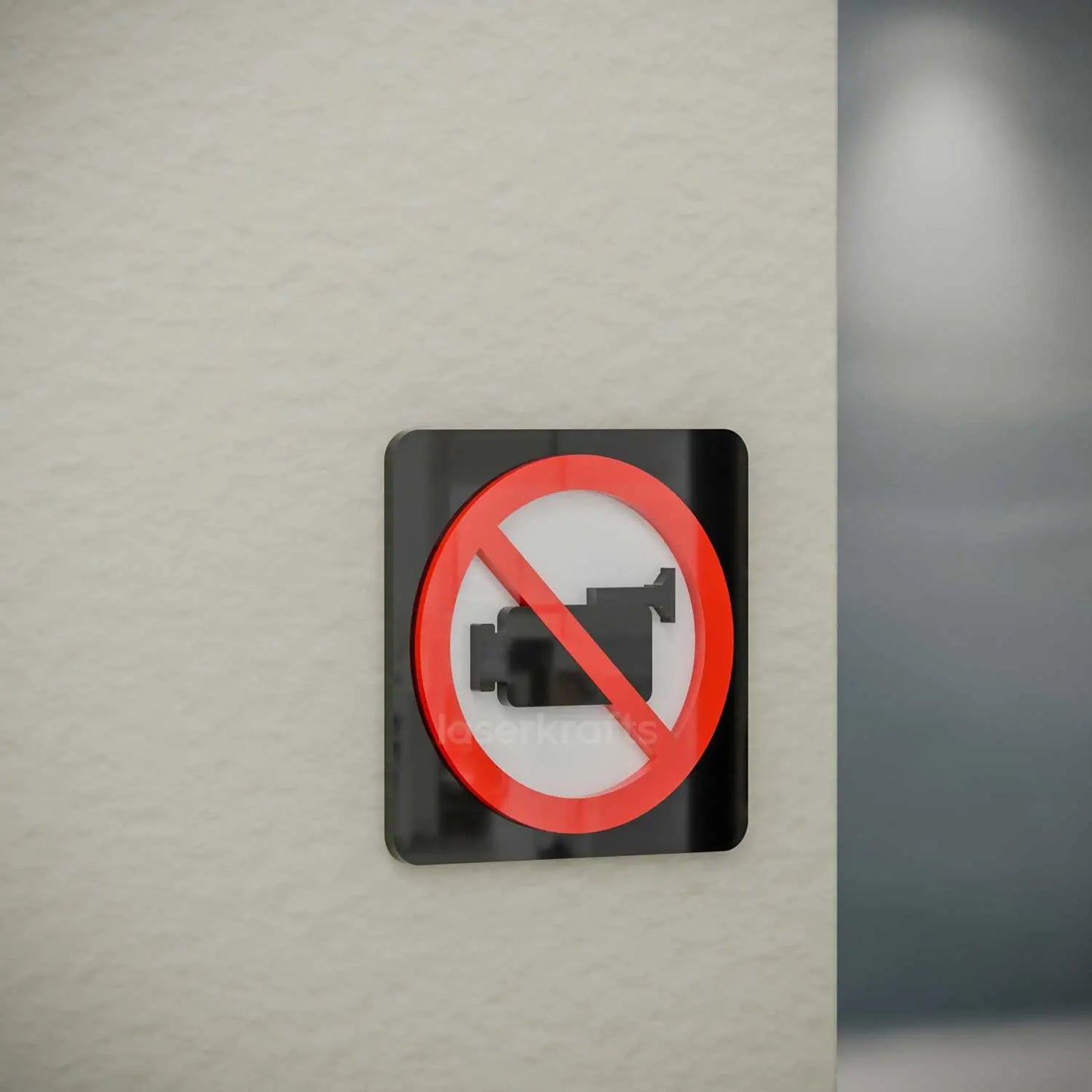 No Video Recording - Layered 3D Prohibition Sign