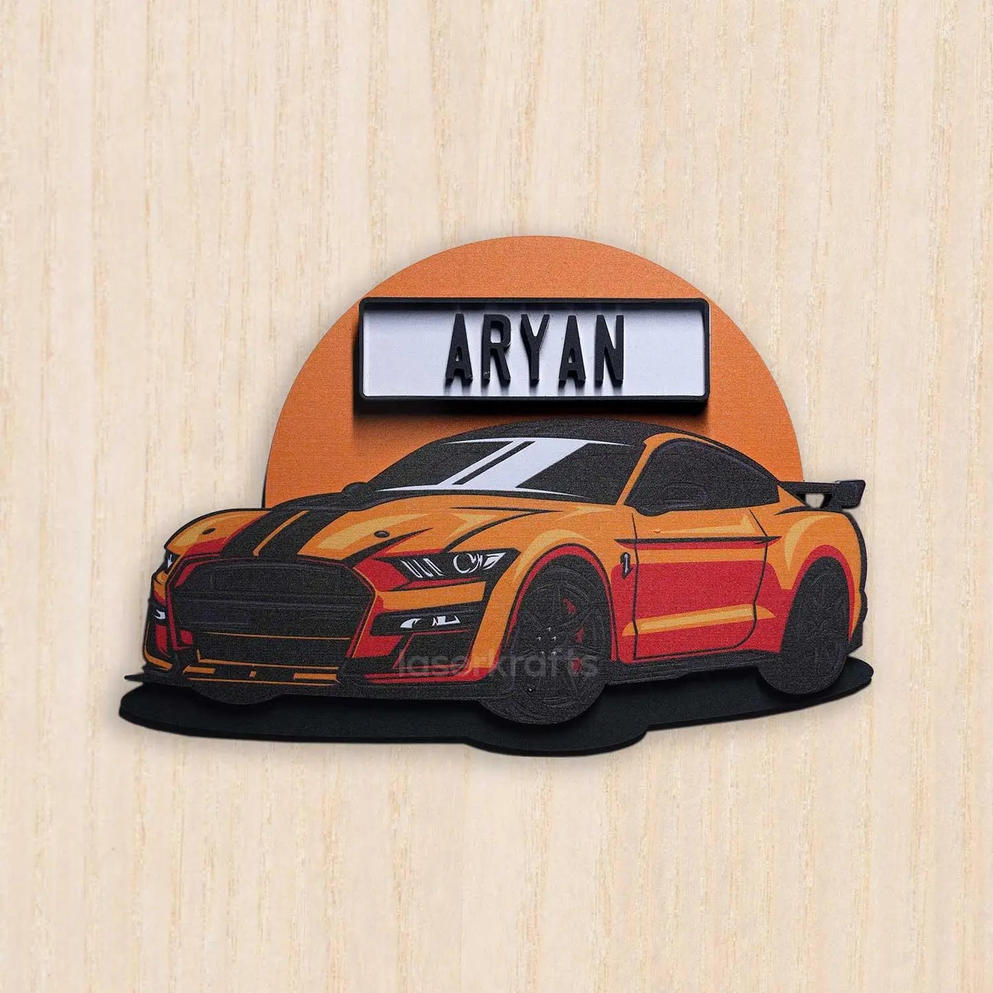 Orange Racer - Kids' Room Door Sign
