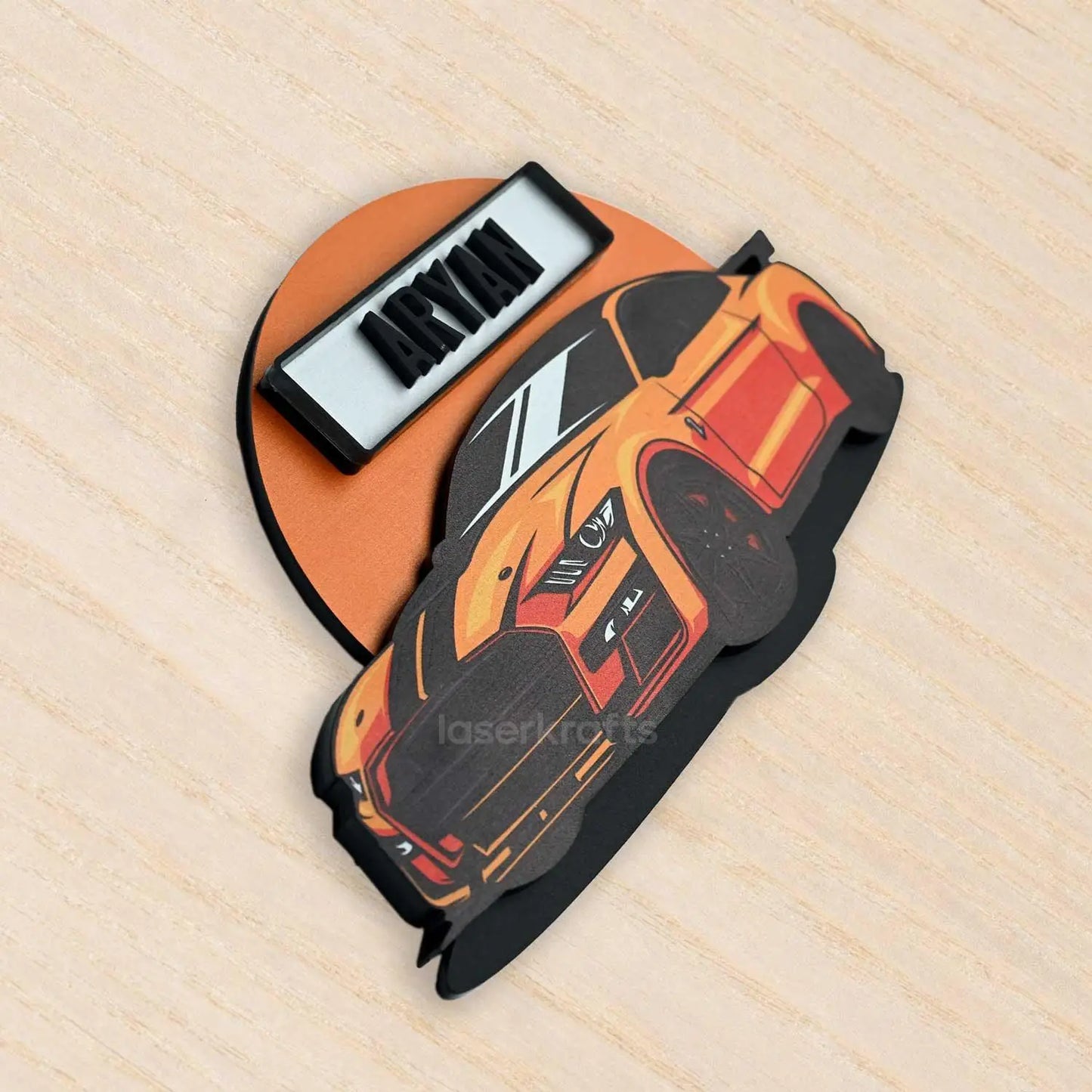 Orange Racer - Kids' Room Door Sign