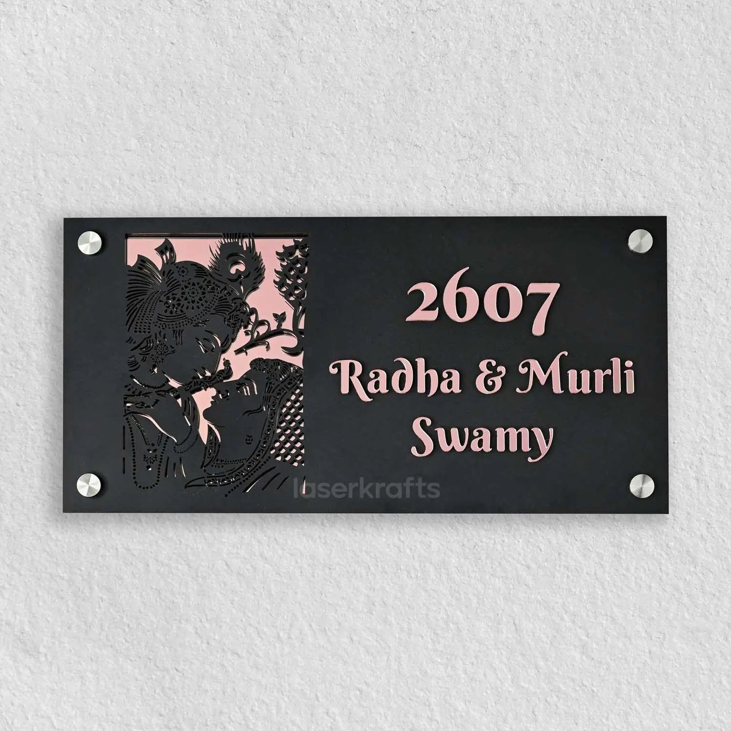 Radha Murli - Acrylic Name Plate with Raised Lettering