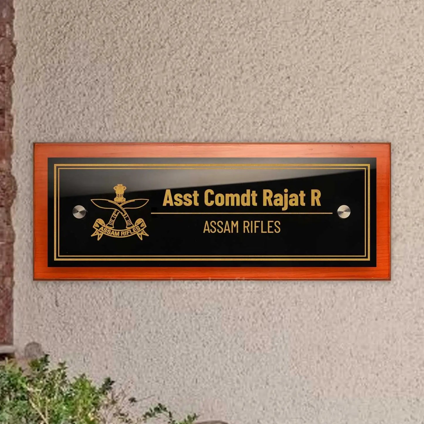 Teak Float Name Plate - Assam Rifles (AR)