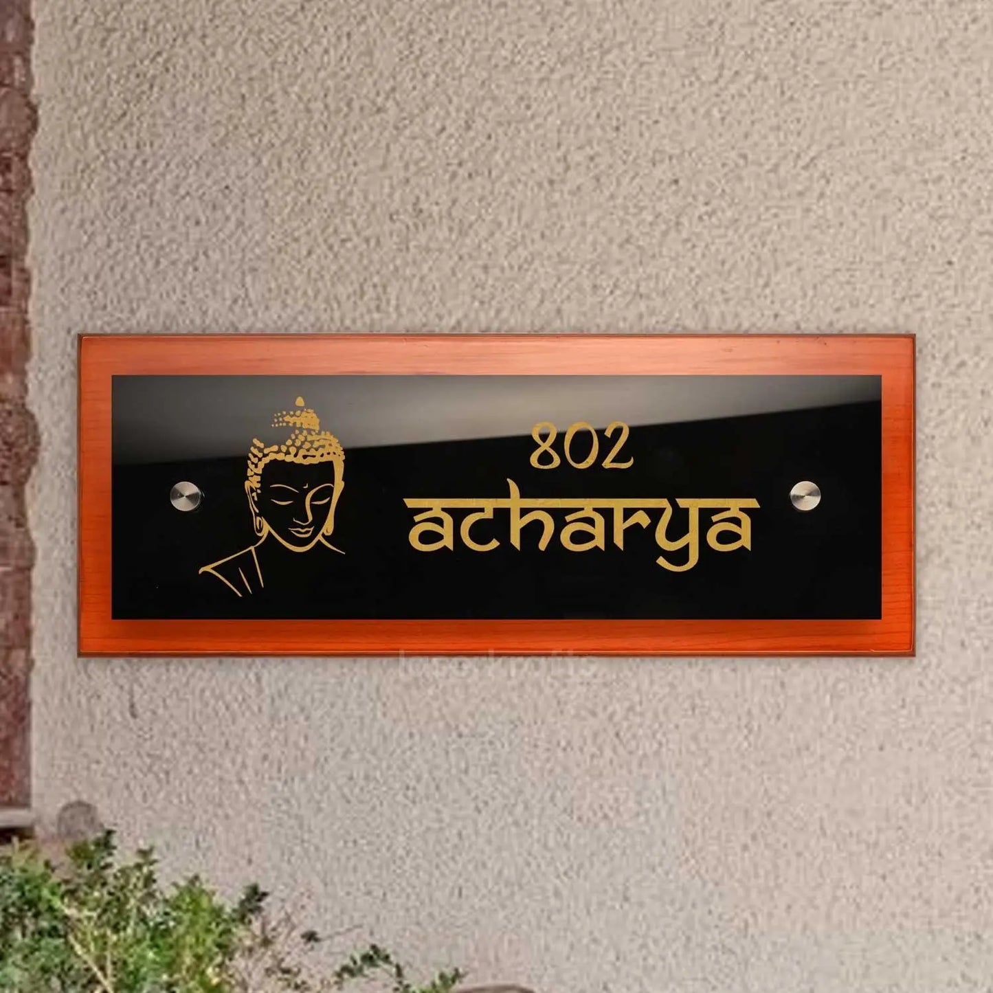 सागौन फ्लोट नाम प्लेट - बुद्ध