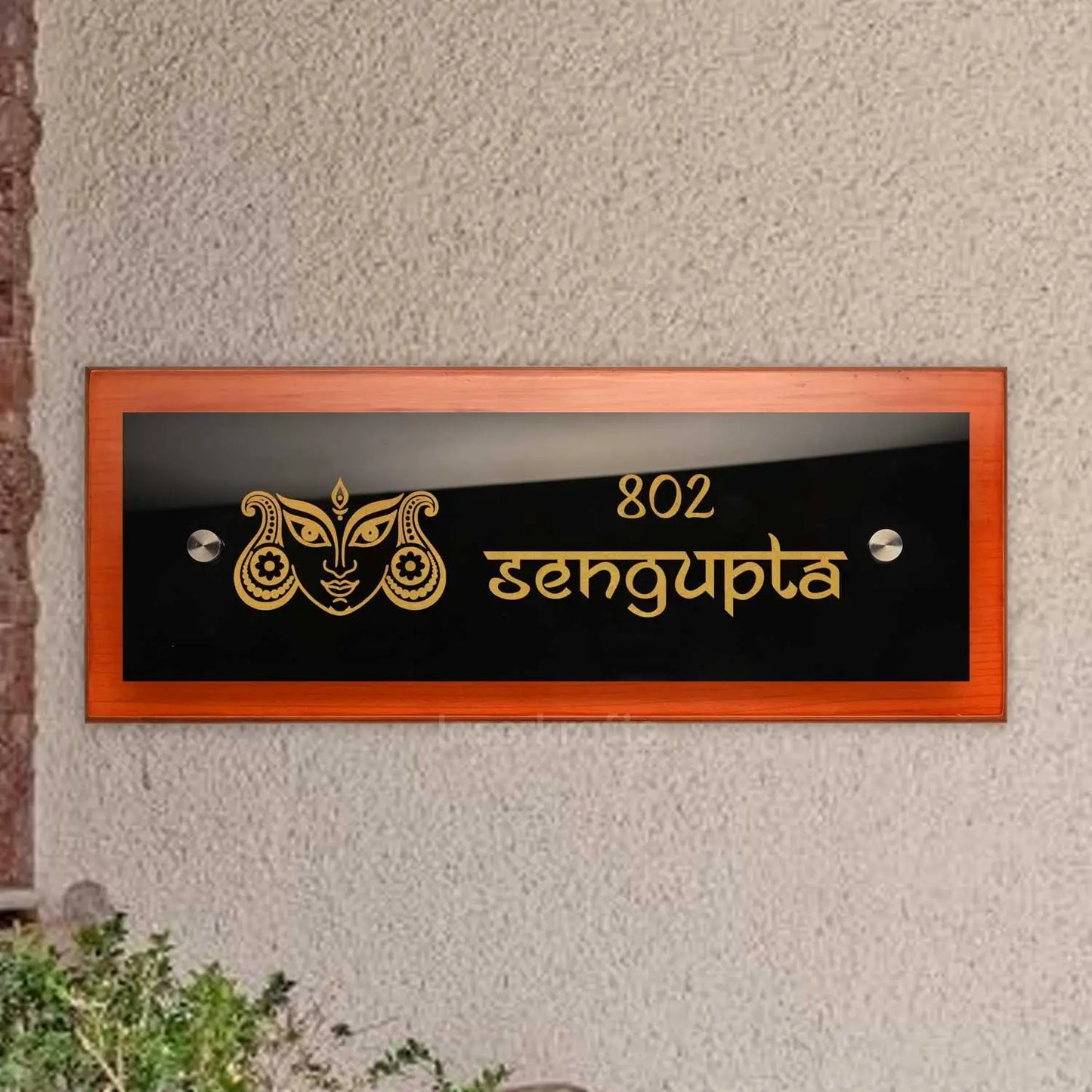 Teak Float Name Plate - Durga