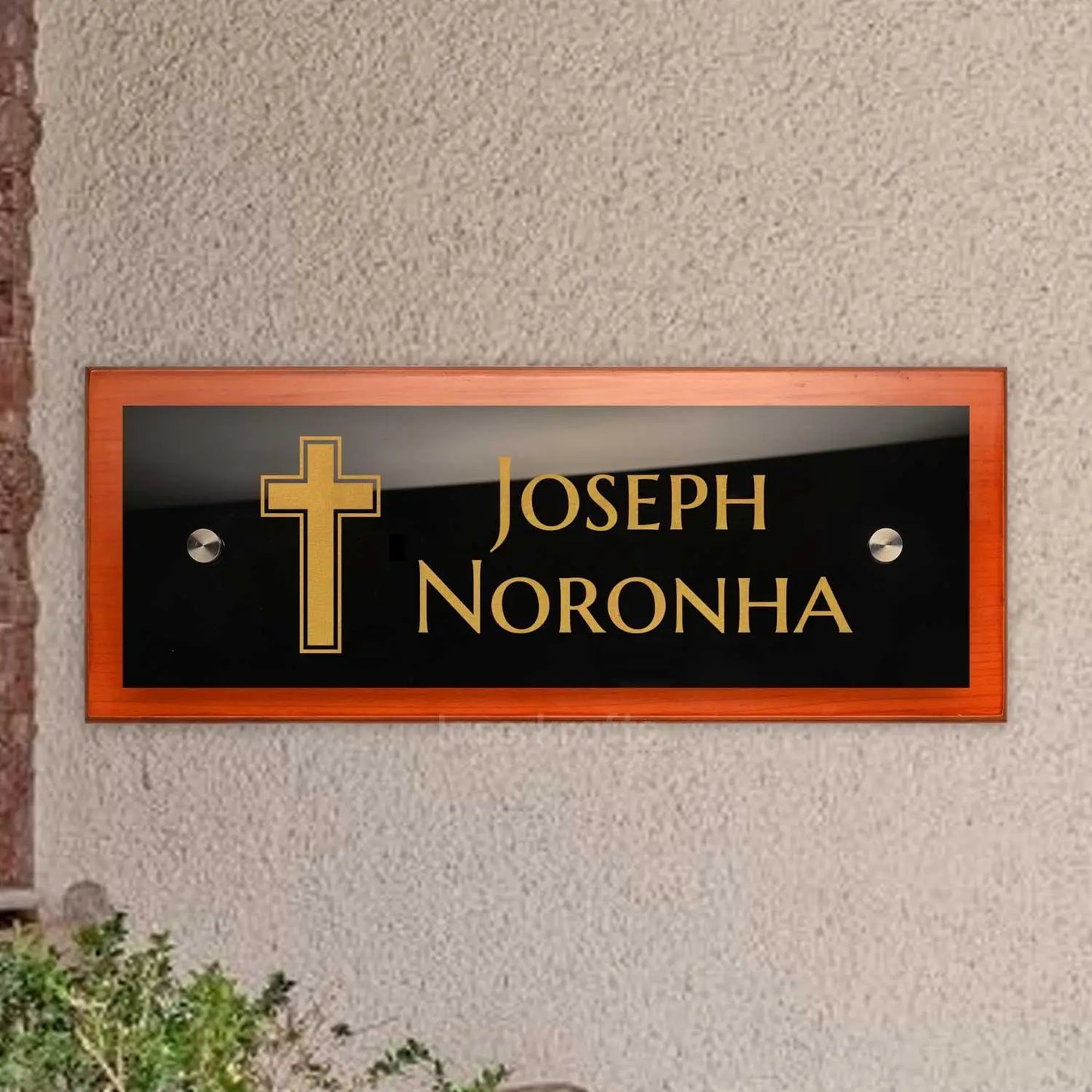 Teak Float Name Plate - Holy Cross