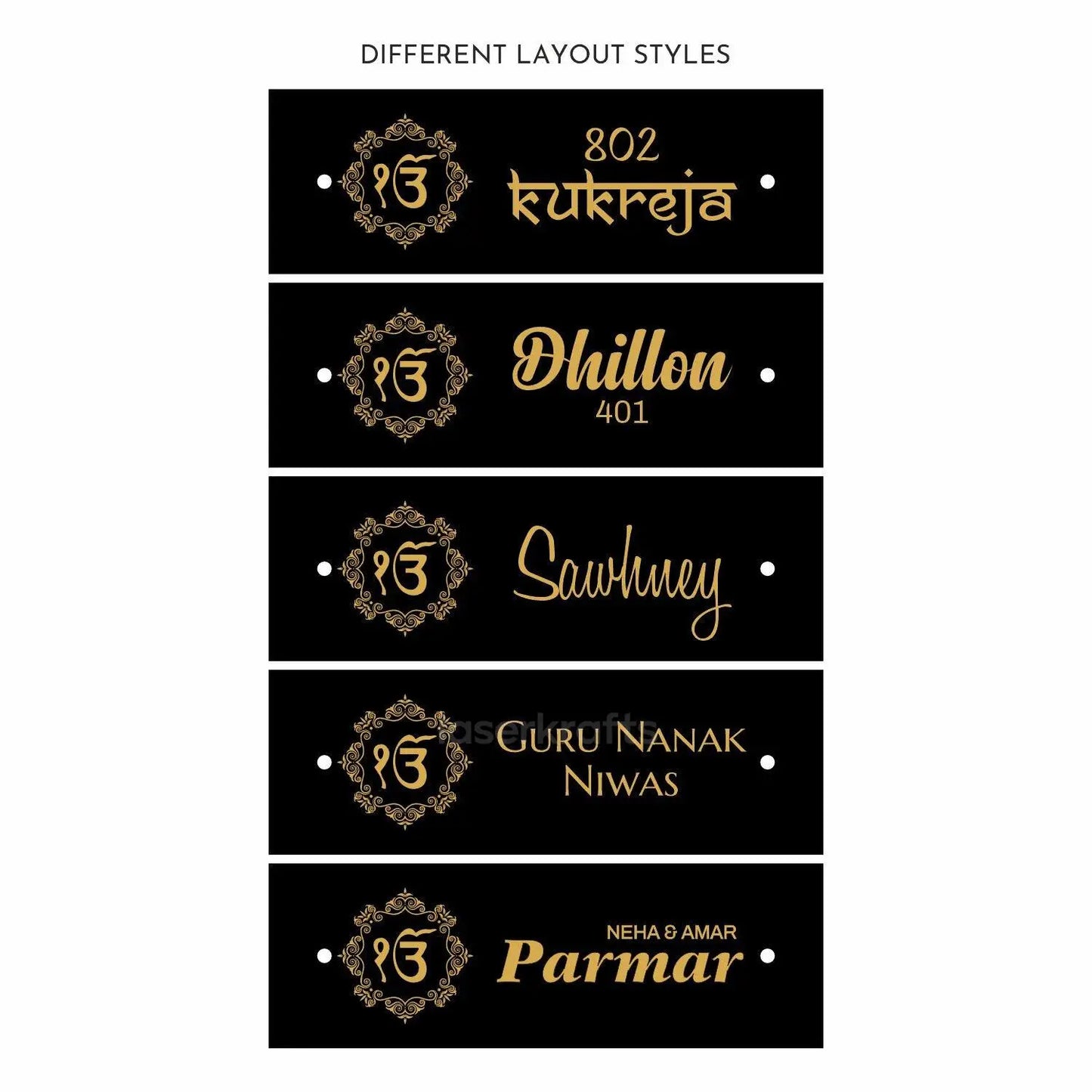 Teak Float Name Plate - Ik Onkar