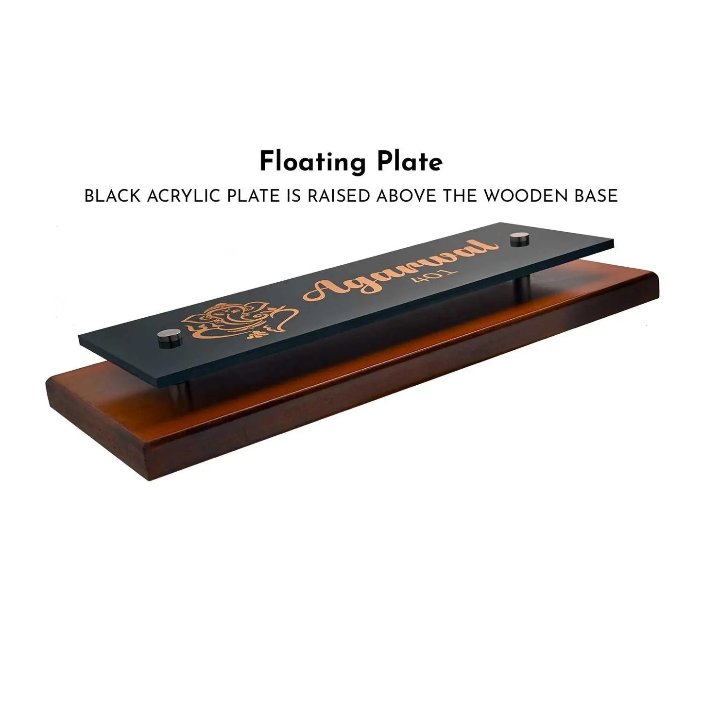 Teak Float Name Plate - Khanda