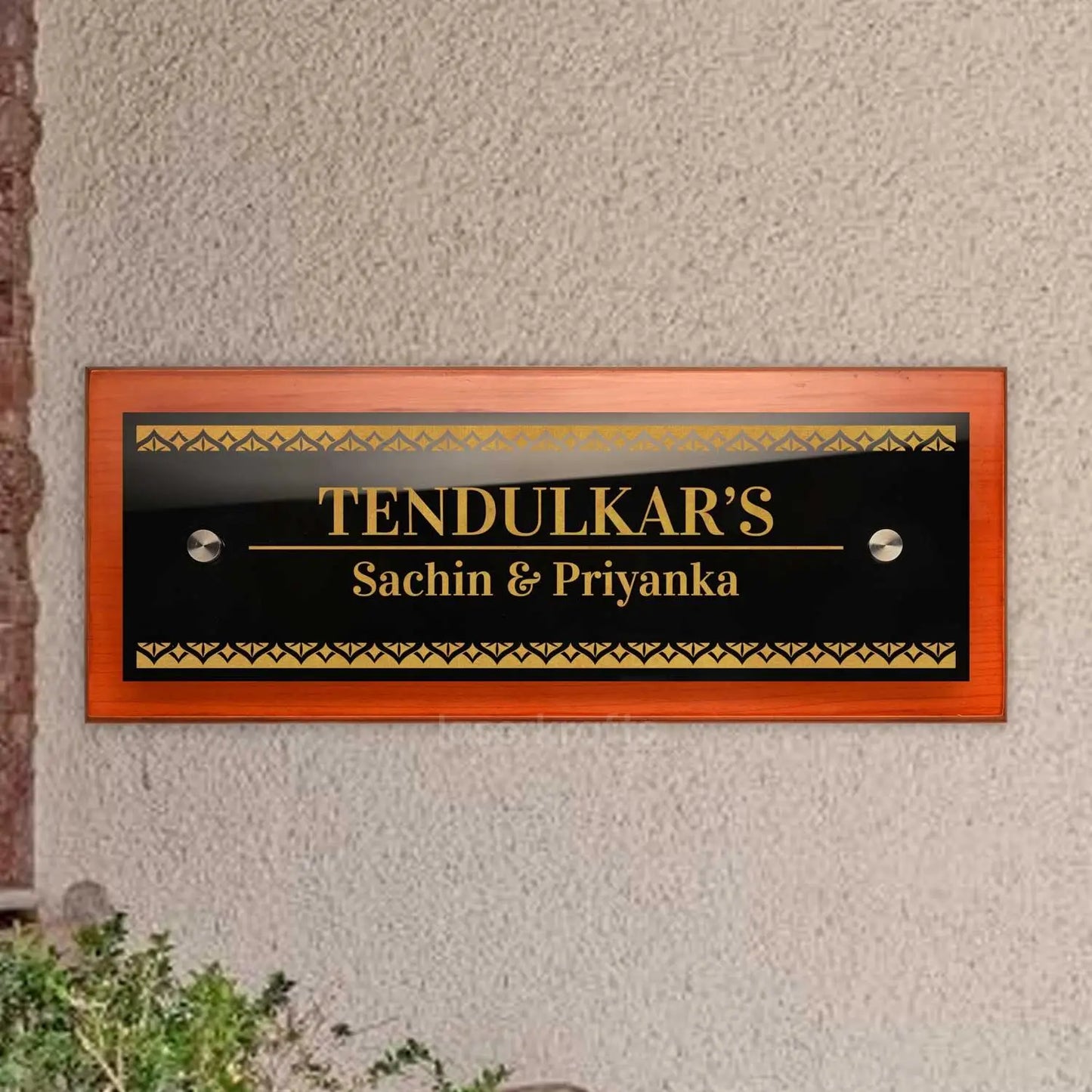 Teak Float Name Plate - Kinara (Madhubani)