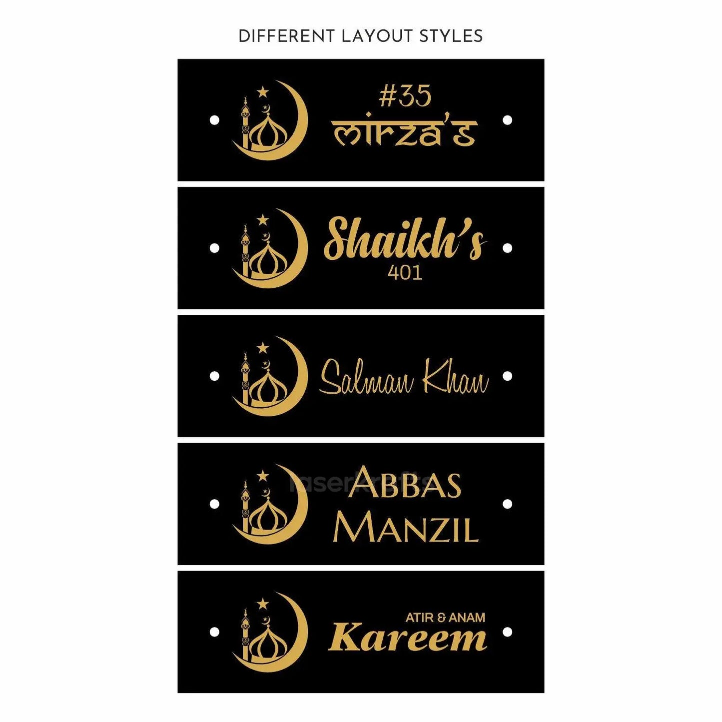 Teak Float Name Plate - Star and Crescent