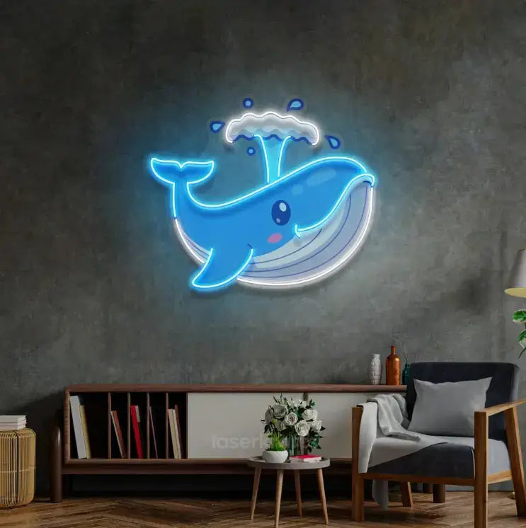Baby Whale Spout LED Neon Sign Light – Cute Pop Art Wall Decor