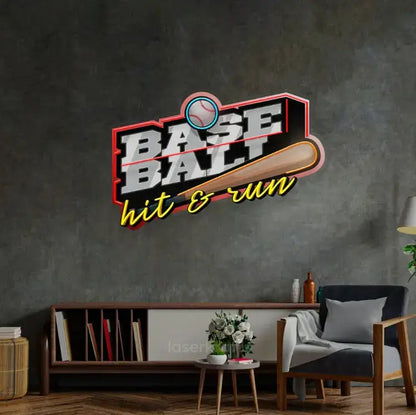 Baseball Hit & Run LED Neon Sign Light – Dynamic Pop Art Wall Decor