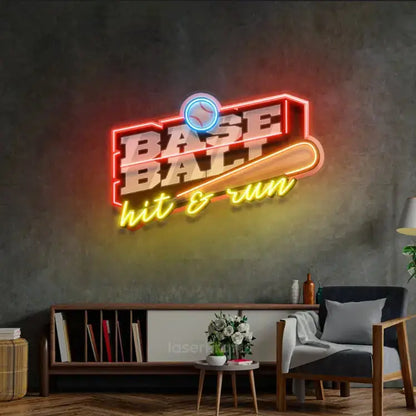 Baseball Hit & Run LED Neon Sign Light – Dynamic Pop Art Wall Decor