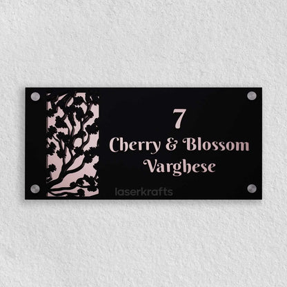 Cherry Blossom - Acrylic Name Plate with Raised Lettering