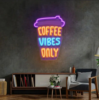 Coffee Vibes Only LED Neon Sign Light – Chic Pop Art Wall Decor