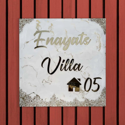 Enayats Villa - White and Gold Resin Nameplate