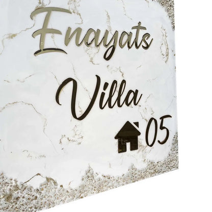 Enayats Villa - White and Gold Resin Nameplate
