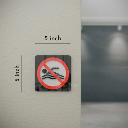 No Swimming Allowed - Layered 3D Prohibition Sign