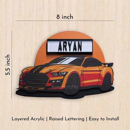 Orange Racer - Kids' Room Door Sign