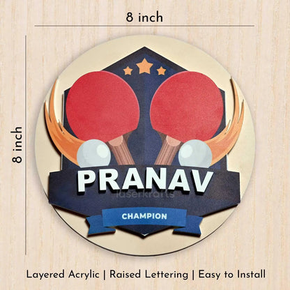 Table Tennis Champ - Kids' Room Door Sign