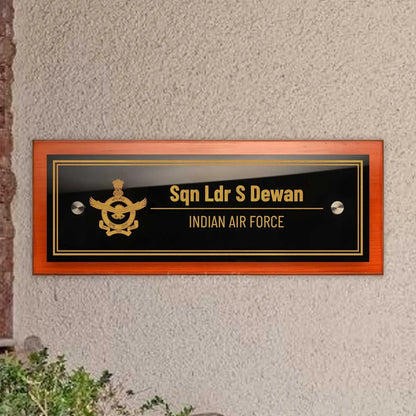 Teak Float Name Plate - Indian Air Force