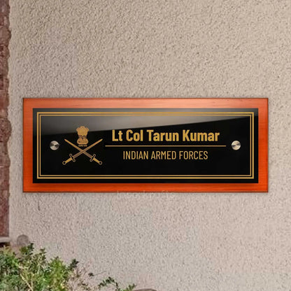 Teak Float Name Plate - Indian Army